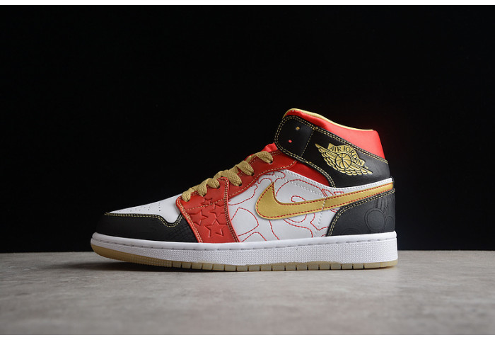 jordan 1 mid xq white black sport red - dv0576-176