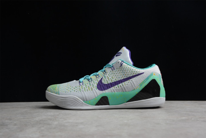 nike zoom kobe 9 ix grey green purple shoes 630487-005