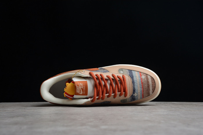 nike air force 1 07 ess white brown metallic gold shoes cw2288-686