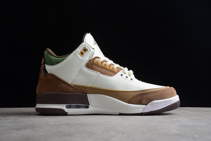 air jordan 3 retro se white dark brown green shoes   398614-500