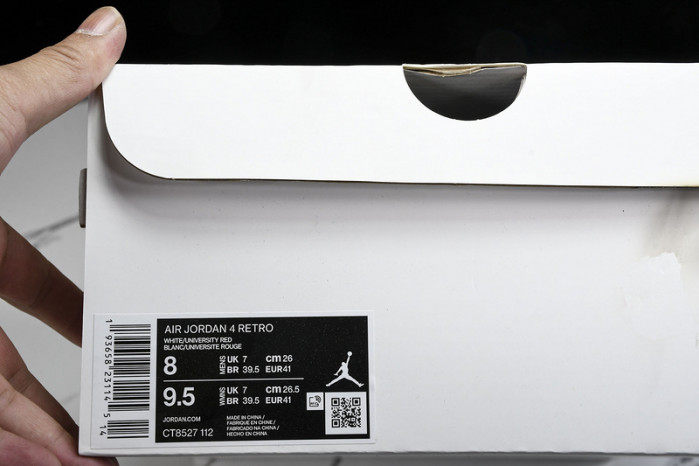 Jordan 4 Retro "White University Red" CT8527-112